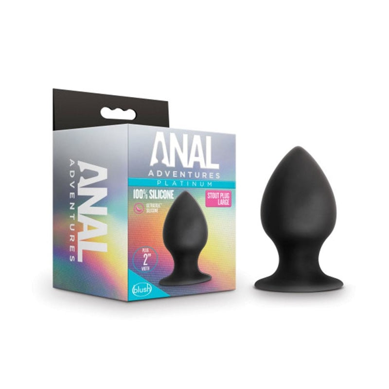 Anal Adventures - Platinum - Silicone Anal Stout Plug - Large - Black - Anal Toys & Stimulators