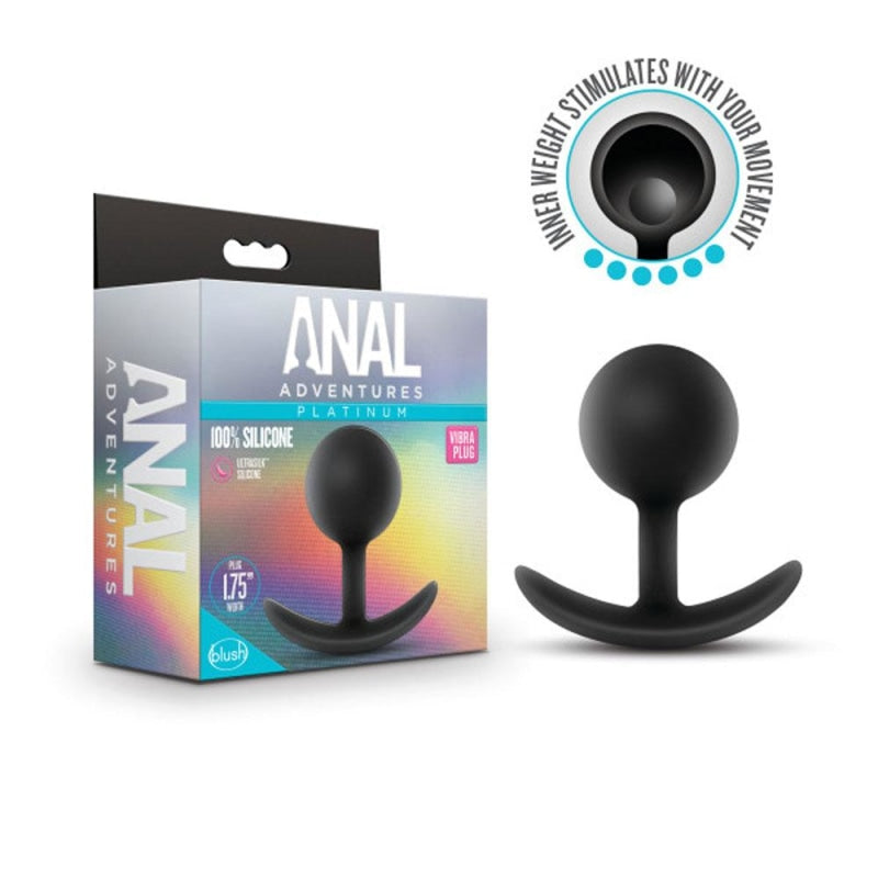 Anal Adventures - Platinum - Silicone Vibra Plug - Black - Anal Toys & Stimulators