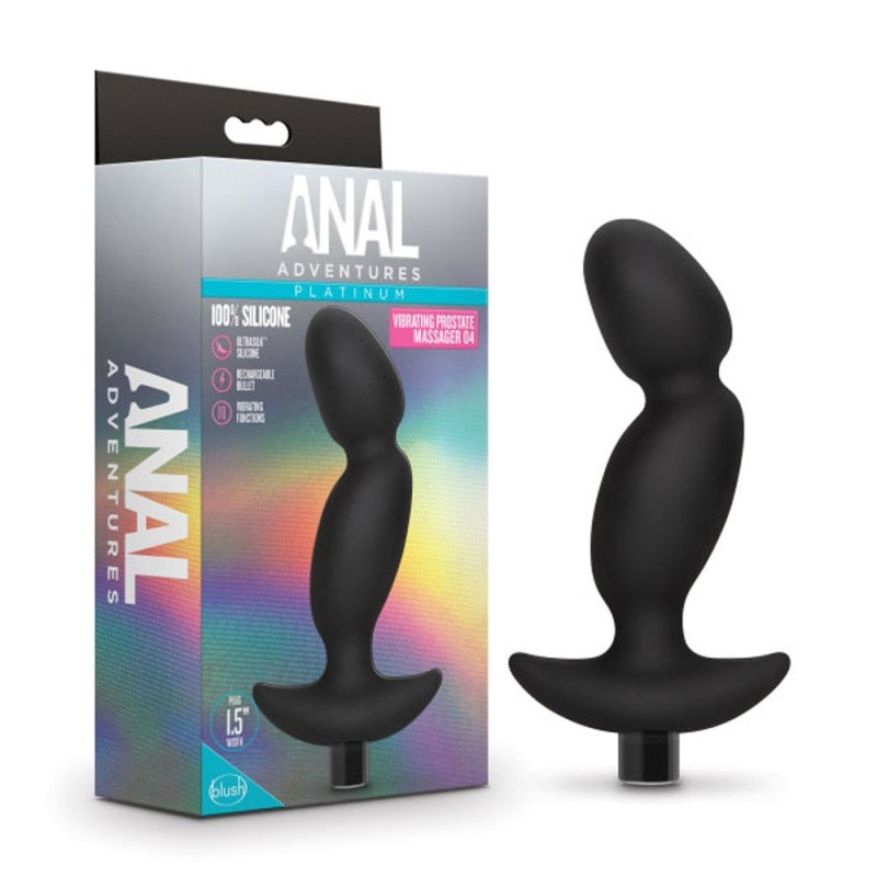 Anal Adventures - Platinum - Silicone Vibrating Prostate Massager 04 -Black - Anal Toys & Stimulators