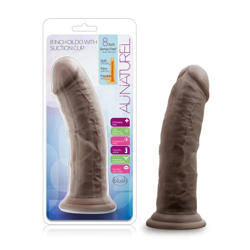 Au Naturel - 8 Inch Dildo With Suction Cup - Chocolate - MyPleasure