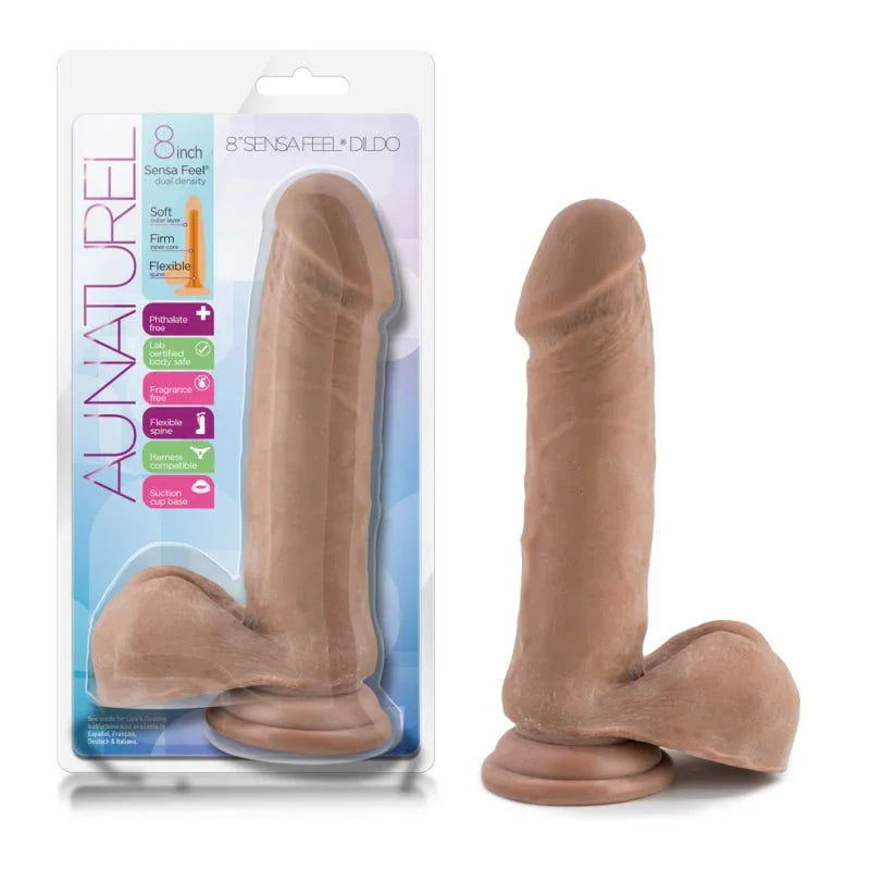 Au Naturel 8 Inch Sensa Feel Dildo - Latin - MyPleasure