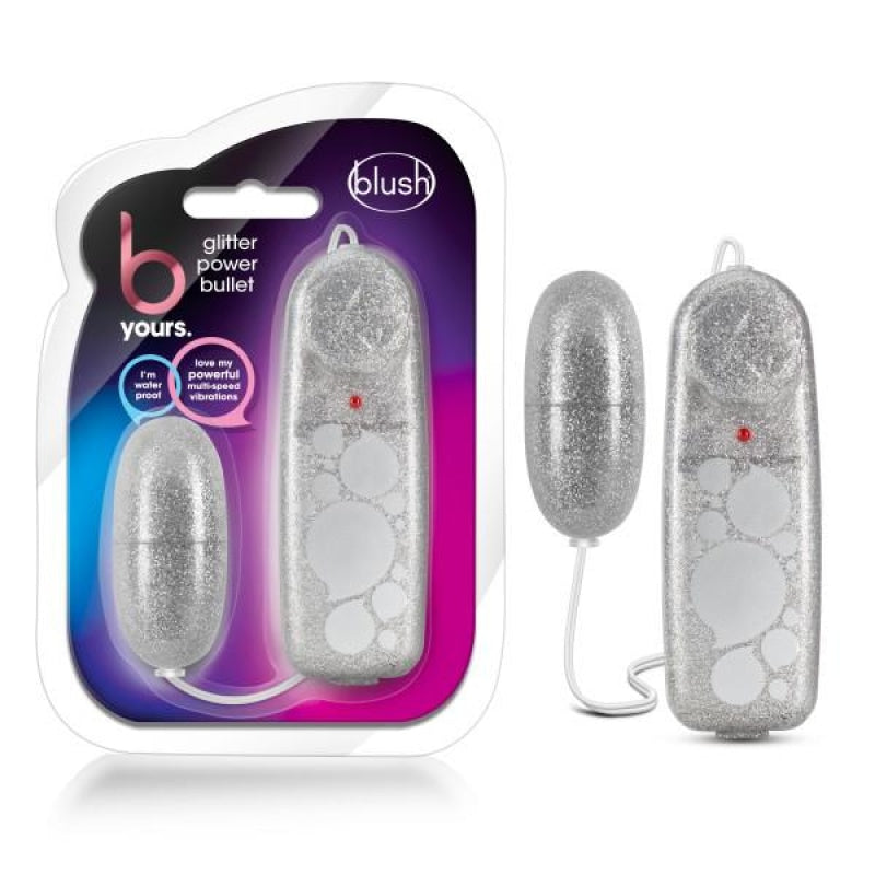 B Yours - Glitter Power Bullet - Silver - Vibrators