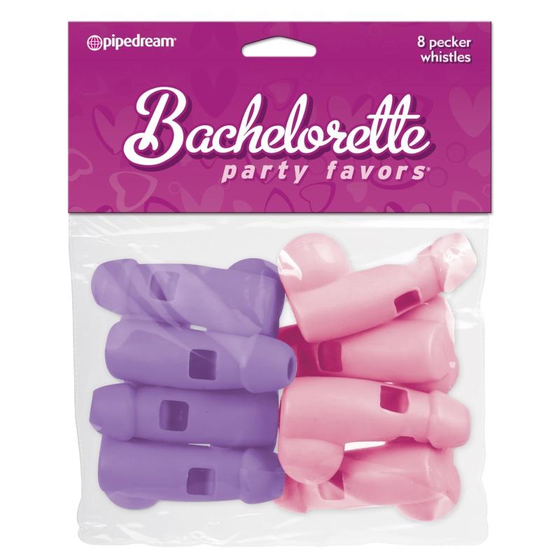 Bachelorette Party Favors 8 Pecker Whistles - Pink and Purple PD6029-01