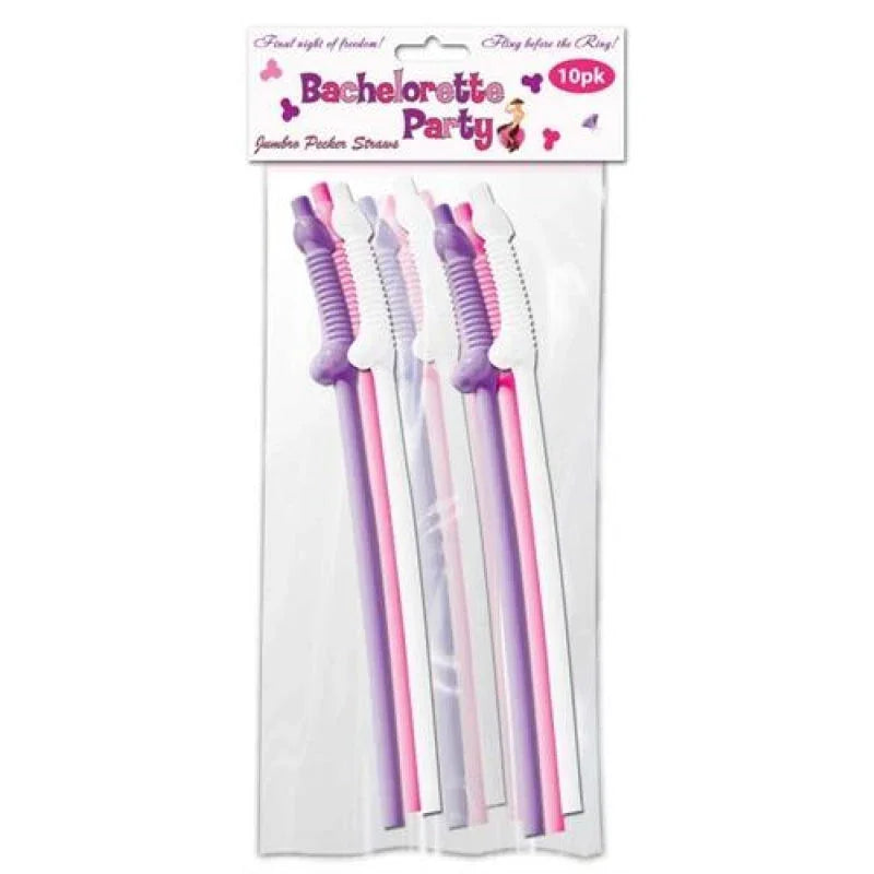Bachelorette Party Jumbo Flexy Pecker Straws 10 Pack - MyPleasure