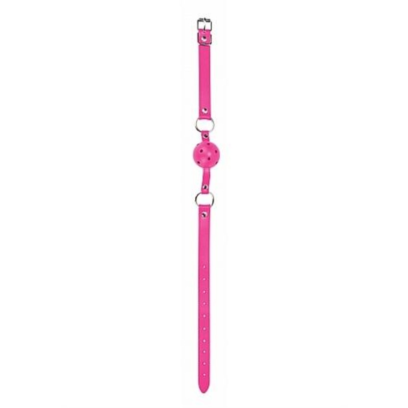Ball Gag With Leather Straps - Pink