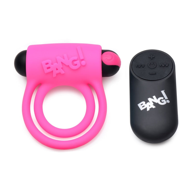 Bang - Silicone Cock Ring and Bullet With Remote Control - Pink - Lingerie & Sexy Apparel