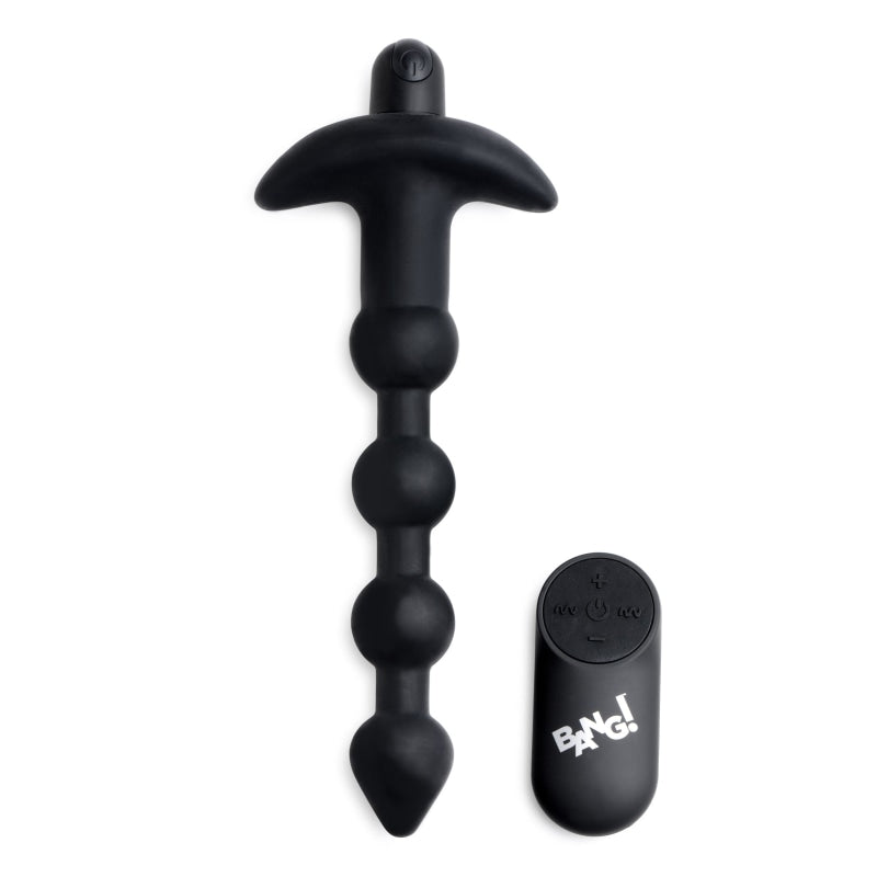 Bang - Vibrating Silicone Anal Beads and Remote Black - Anal Toys & Stimulators