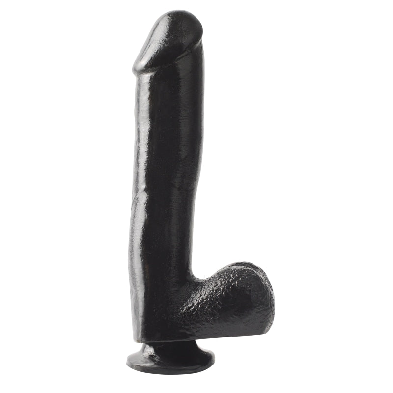 Basix Rubber Works - 10 Inch Dong With Suction Cup - Black