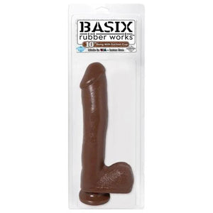 Basix Rubber Works - 10 Inch Dong With Suction Cup - Brown - MyPleasure
