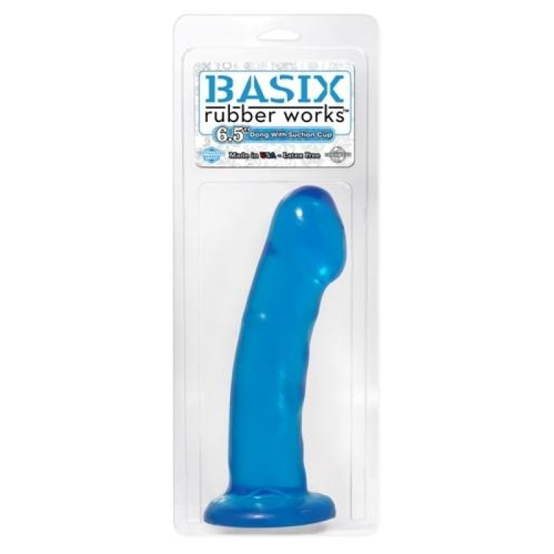 Basix Rubber Works - 6.5 Inch Dong With Suction Cup - Blue PD4208-14