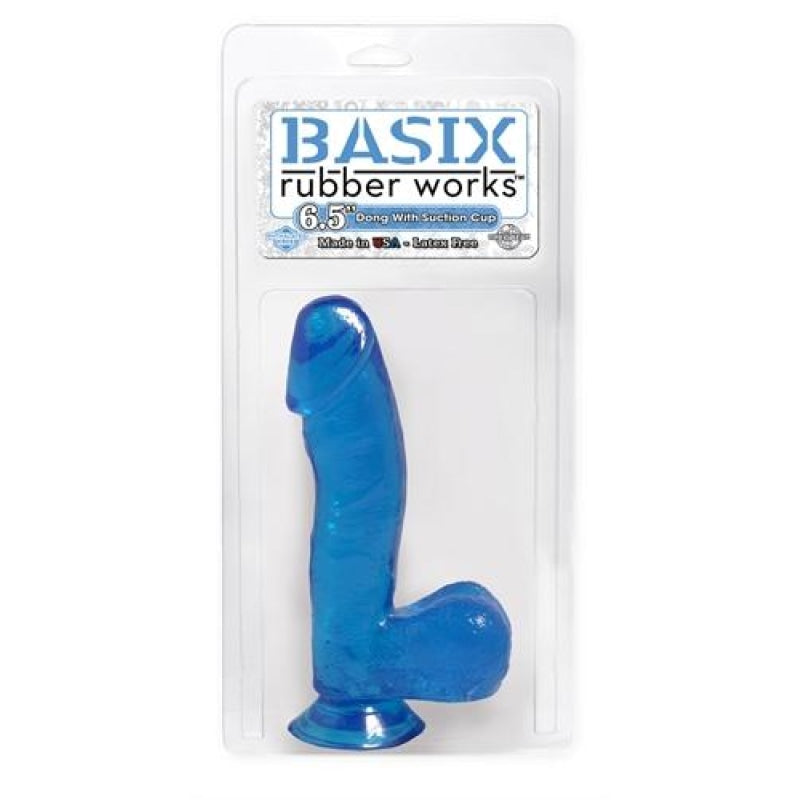 Basix Rubber Works - 6.5 Inch Dong With Suction Cup - Blue PD4220-14