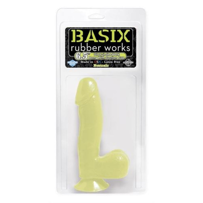 Basix Rubber Works - 6.5 Inch Dong With Suction Cup - Glow-in-the-Dark PD4220-32