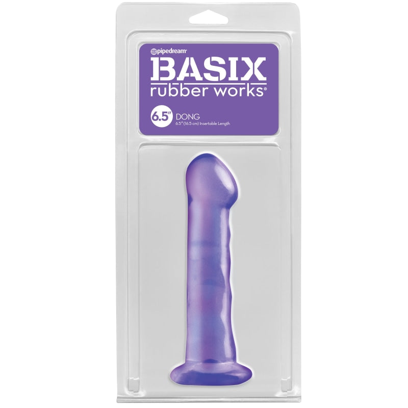 Basix Rubber Works - 6.5 Inch Dong With Suction Cup - Purple