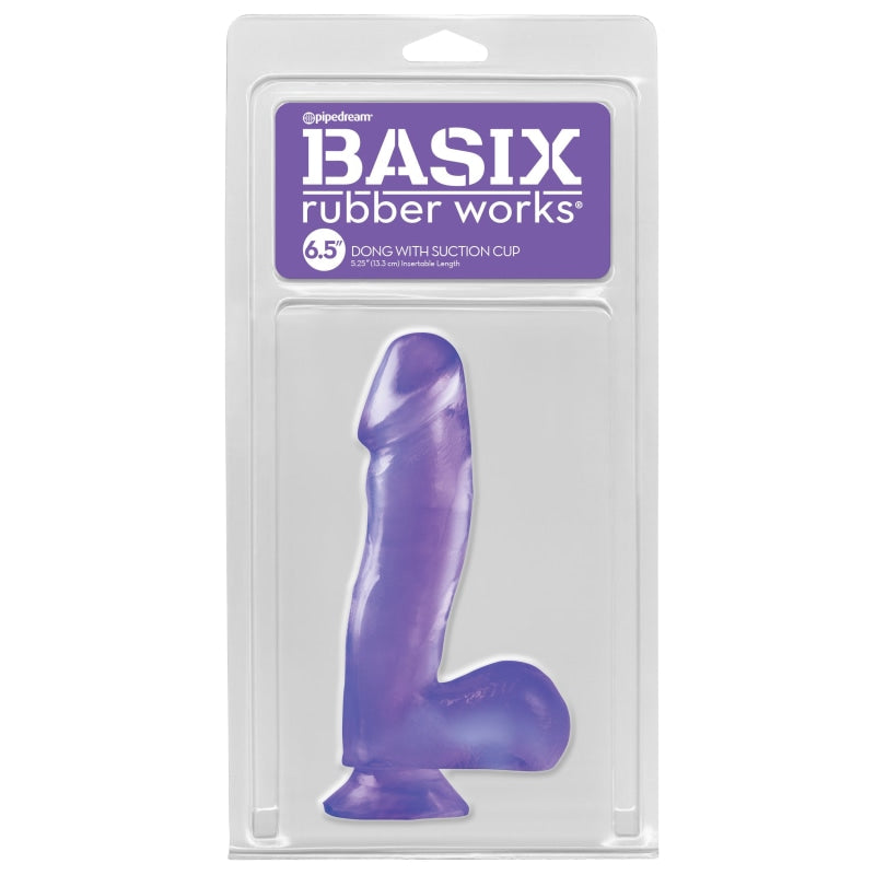 Basix Rubber Works - 6.5 Inch Dong With Suction Cup - Purple