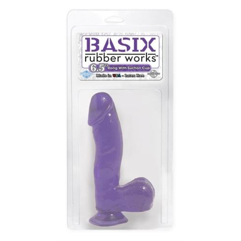 Basix Rubber Works - 6.5 Inch Dong With Suction Cup - Purple PD4220-12