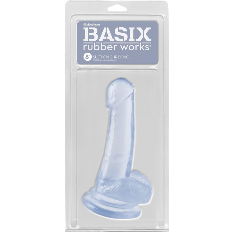 Basix Rubber Works 8 Inch Dong With Suction Cup -  Clear