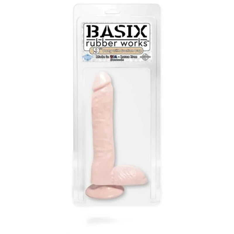 Basix Rubber Works 9 Inch Dong With Suction Cup - Flesh - MyPleasure