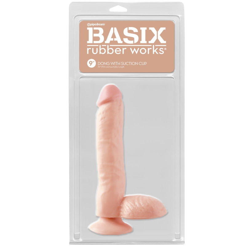 Basix Rubber Works 9 Inch Dong With Suction Cup - Flesh