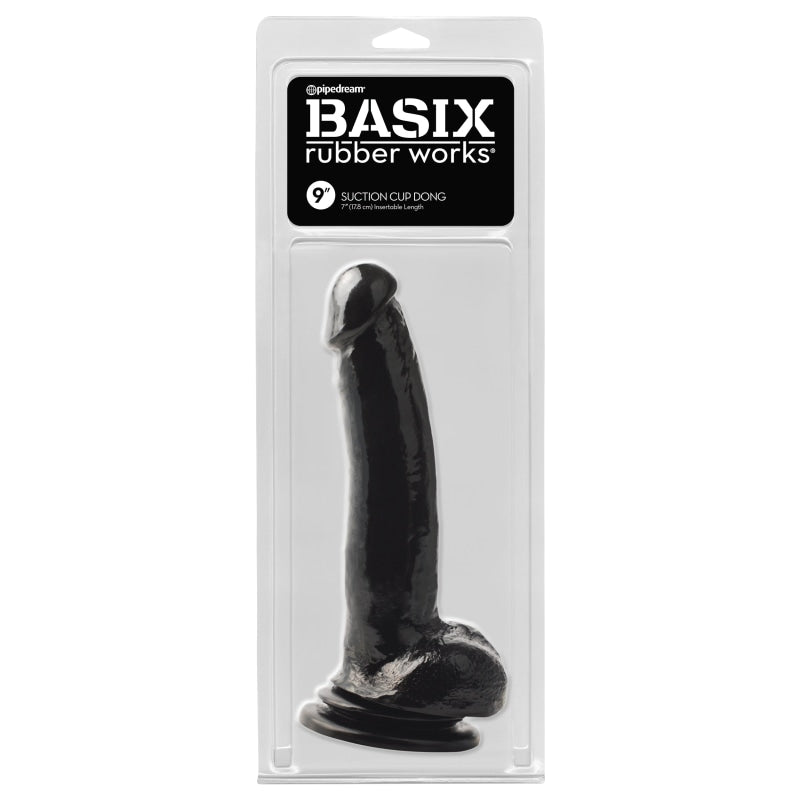 Basix Rubber Works 9 Inch Suction Cup Dong - Black