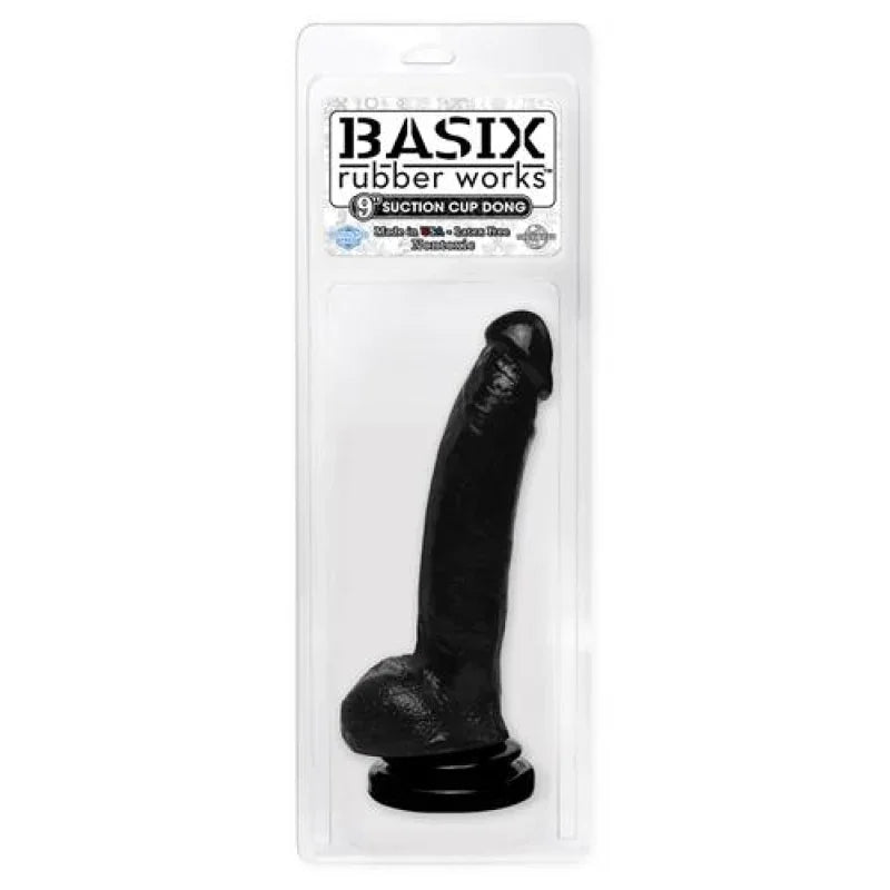 Basix Rubber Works 9 Inch Suction Cup Dong - Black - MyPleasure