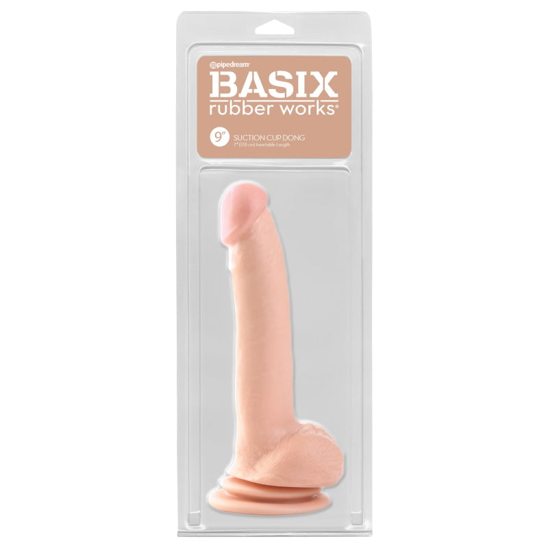 Basix Rubber Works 9 Inch Suction Cup Dong - Flesh