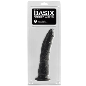 Basix Rubber Works - Slim 7 Inch With Suction Cup - Black - MyPleasure