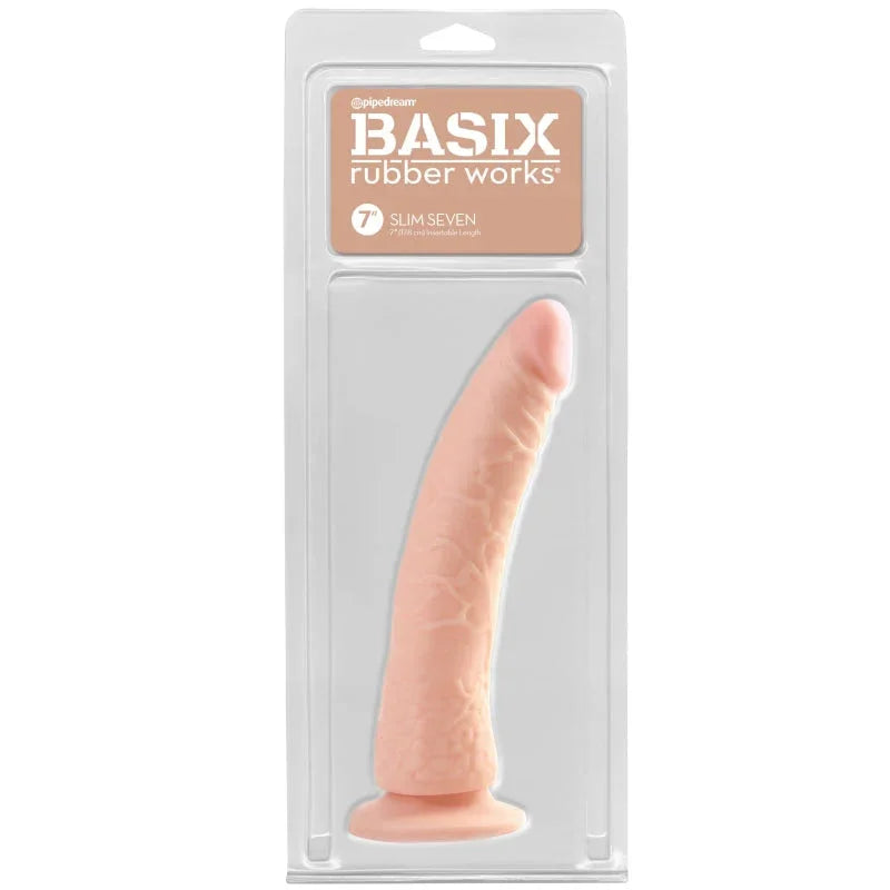 Basix Rubber Works - Slim 7 Inch With Suction Cup - Flesh - MyPleasure