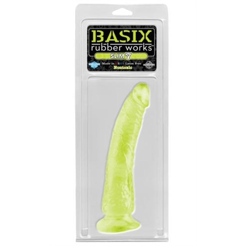 Basix Rubber Works - Slim 7 Inch With Suction Cup - Glow0in-the-Dark PD4223-32