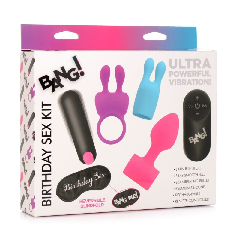 Birthday Sex Kit - C-Ring, Plug, C-Stim, Bullet and Blindfold