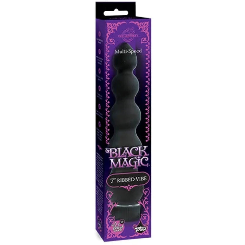Black Magic 7 Inch Ribbed Vibe - MyPleasure