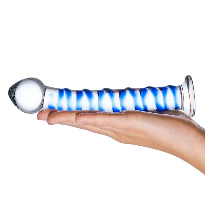 Blue Spiral Glass Dildo - MyPleasure