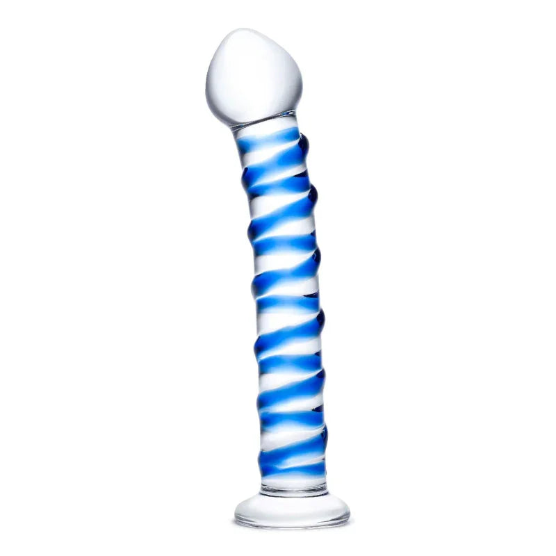Blue Spiral Glass Dildo - MyPleasure
