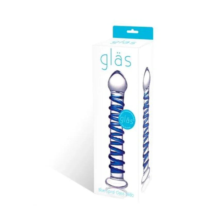 Blue Spiral Glass Dildo - MyPleasure