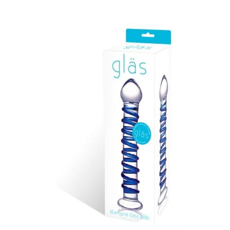 Blue Spiral Glass Dildo GLAS-75