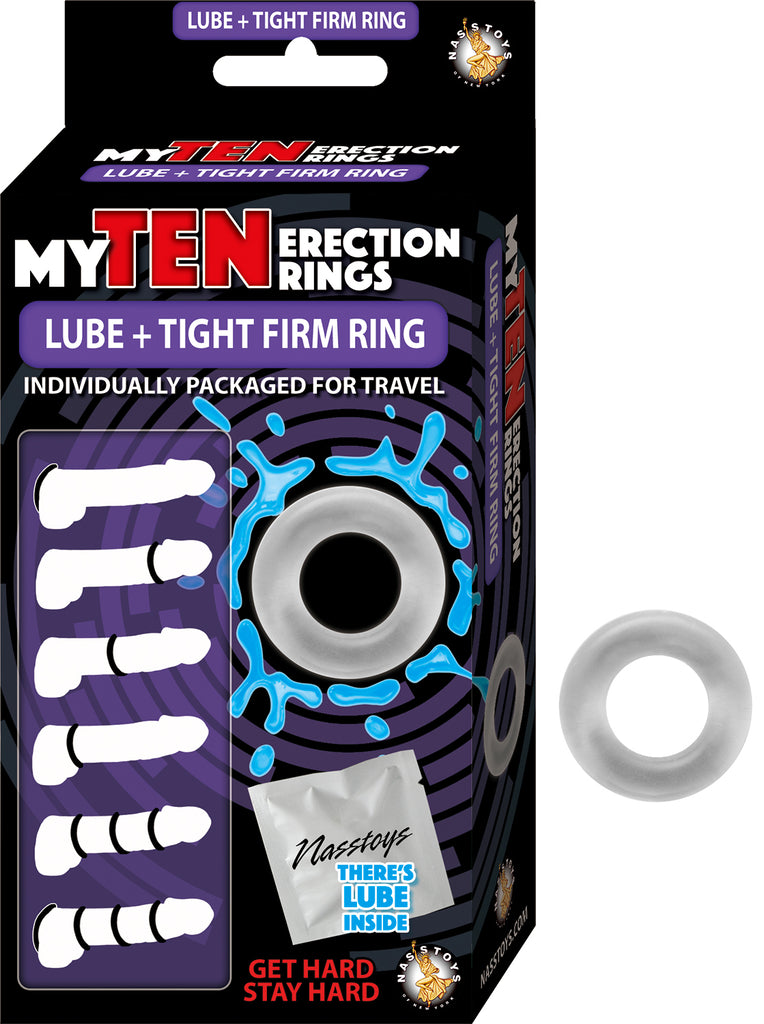 My Ten Erection Rings Lube + Tight Firm Ring -  Clear