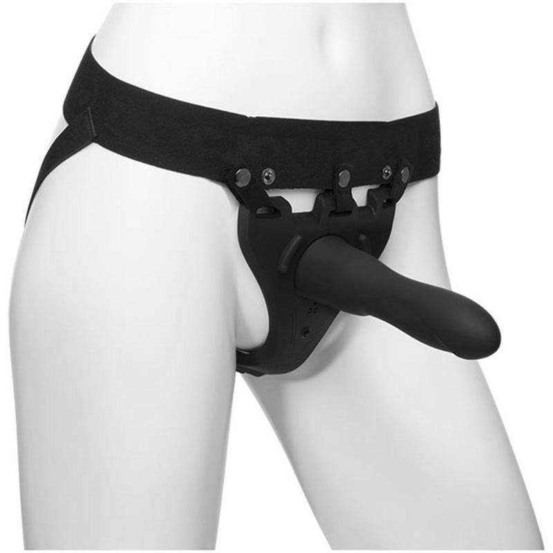 Body Extensions - Hollow Large Dong Strap-on  2-Piece Set With Clitoral Vibrator - Black DJ0801-07-BX