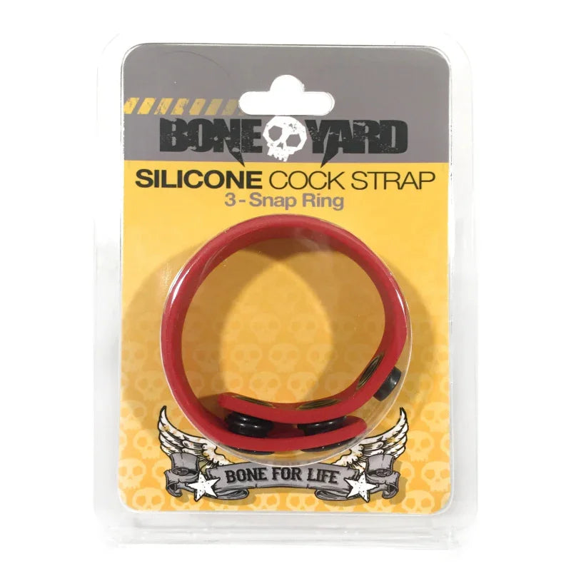Boneyard Silicone Cock Strap 3 - Snap Ring - Red - MyPleasure
