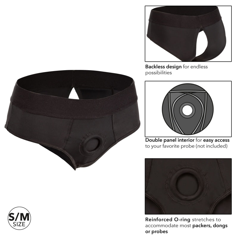 Boundless Backless Brief - S/m - Black - Harnesses & Strap-Ons