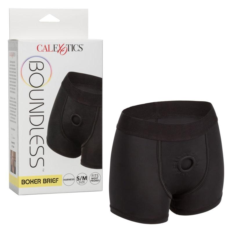 Boundless Boxer Brief - S/m - Black - Harnesses & Strap-Ons