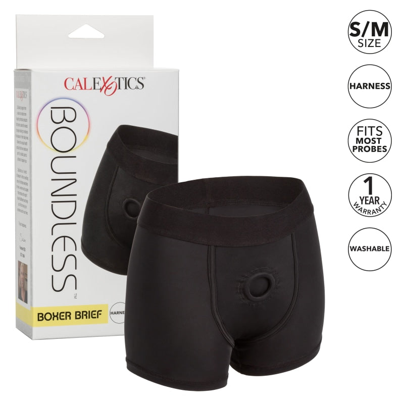 Boundless Boxer Brief - S/m - Black - Harnesses & Strap-Ons