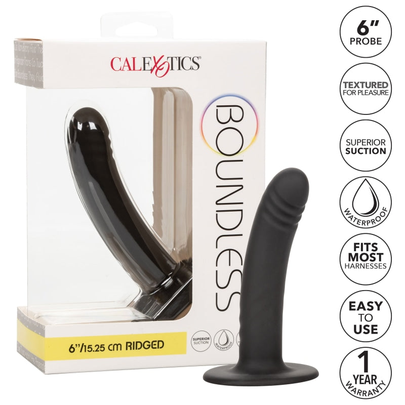 Boundless Ridged - 6 Inch - Black - Dildos & Dongs