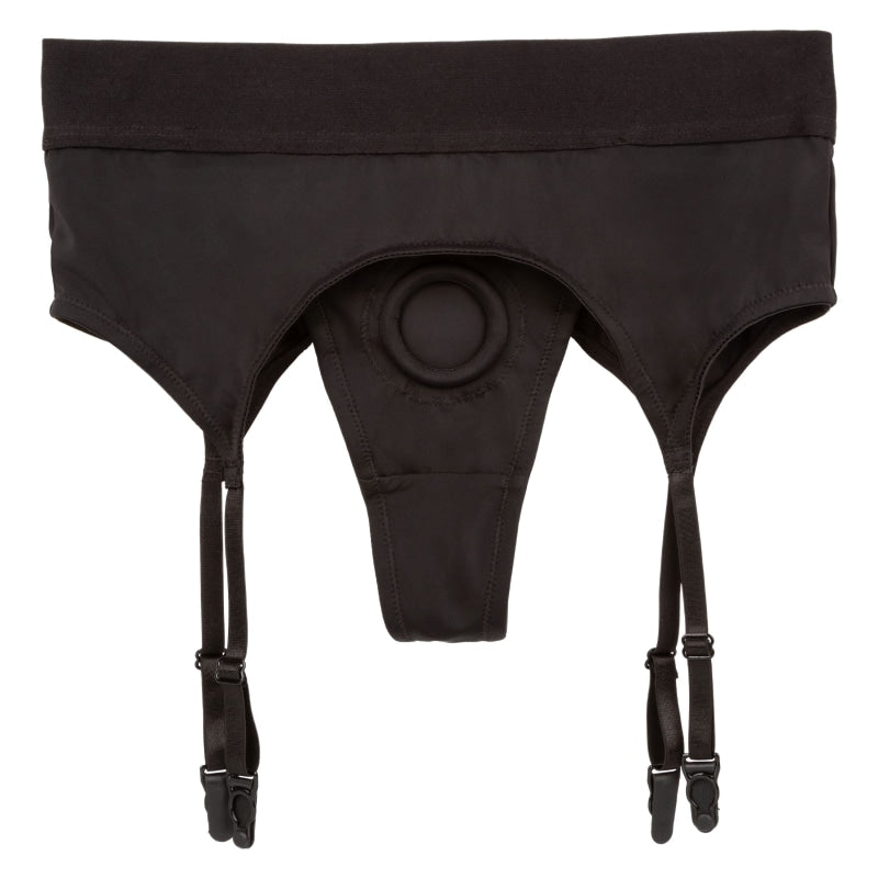 Boundless Thong With Garter - L/xl - Black - Harnesses & Strap-Ons