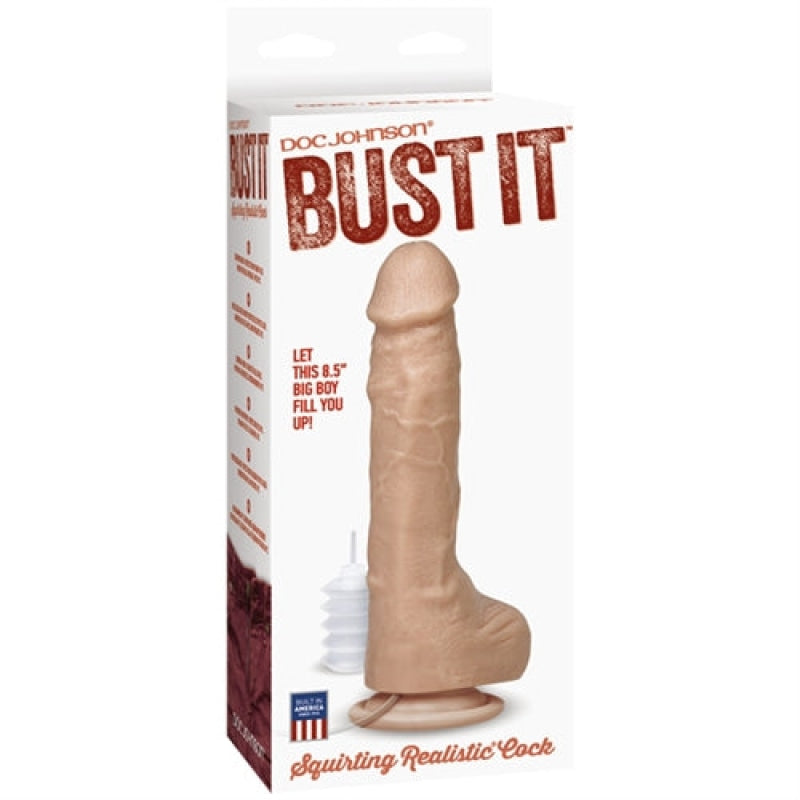 Bust It Squirting Realistic Cock - White