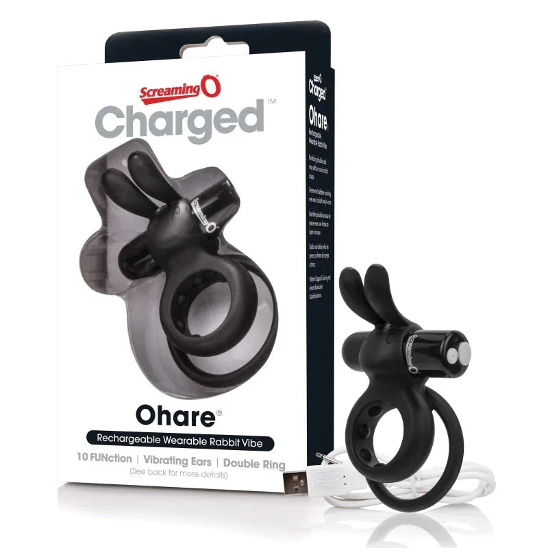 Charged Ohare Rechargeable Rabbit Vibe - Black - MyPleasure