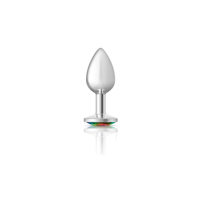 Cheeky Charms - Silver Metal Butt Plug - Round - Rainbow - Small - Anal Toys & Stimulators