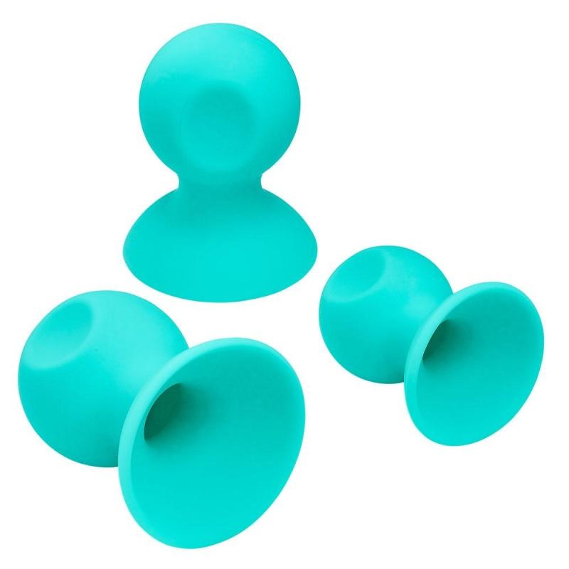 Cloud 9 Health and Wellness Nipple and Clitoral Massager Suction Set - Teal - Nipple Stimulators