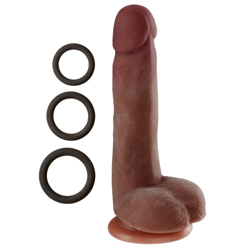 Cloud 9 Novelties Dual Density Real Touch 7 Inch With Balls - Brown