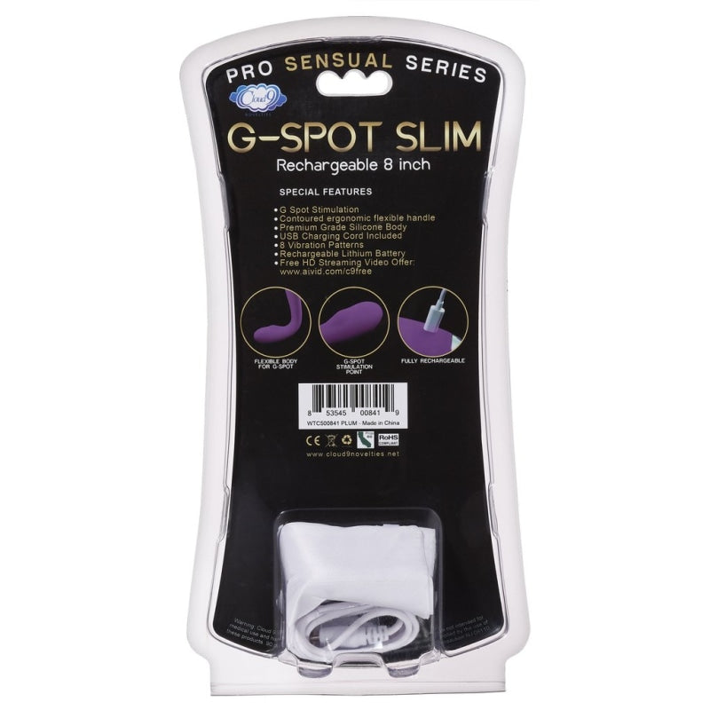 Cloud 9 Novelties G-Spot Slim 8 Inch Flexible Body Vibrator - Plum