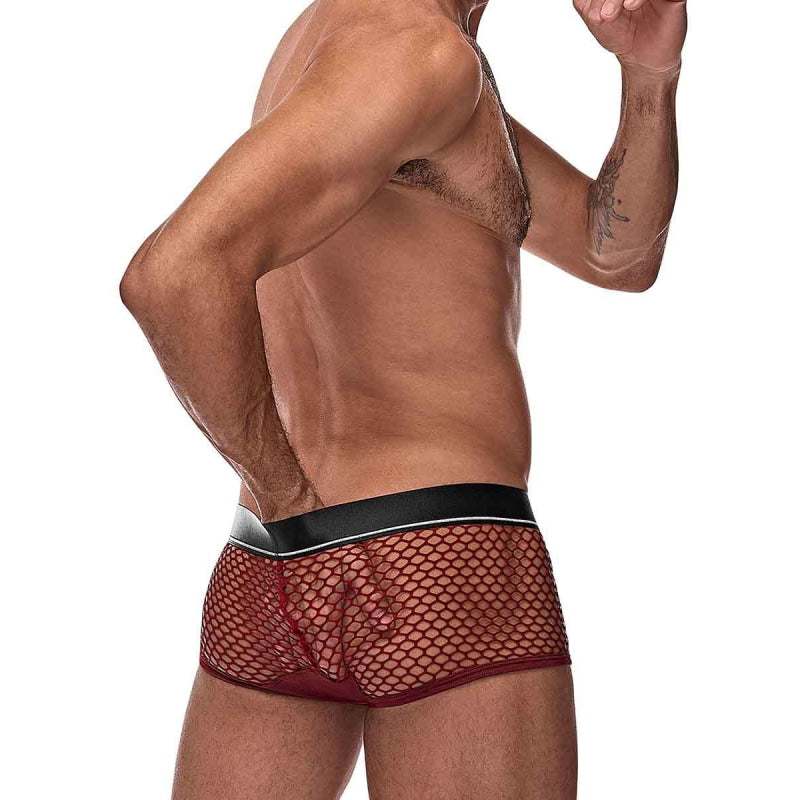 Cock Pit Net Mini Cock Ring Short - Small - Burgundy - Lingerie & Sexy Apparel