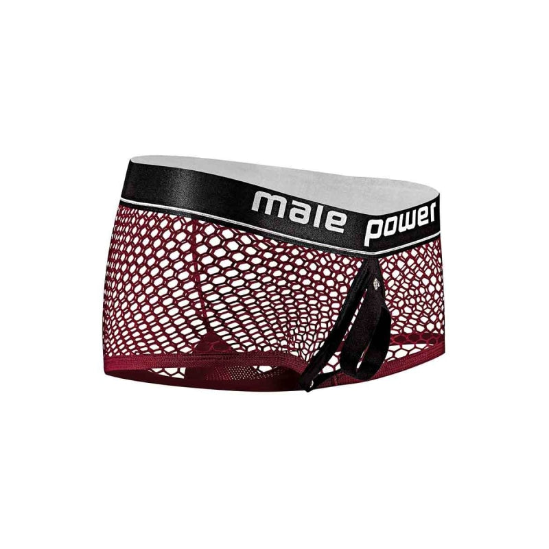 Cock Pit Net Mini Cock Ring Short - Small - Burgundy - Lingerie & Sexy Apparel